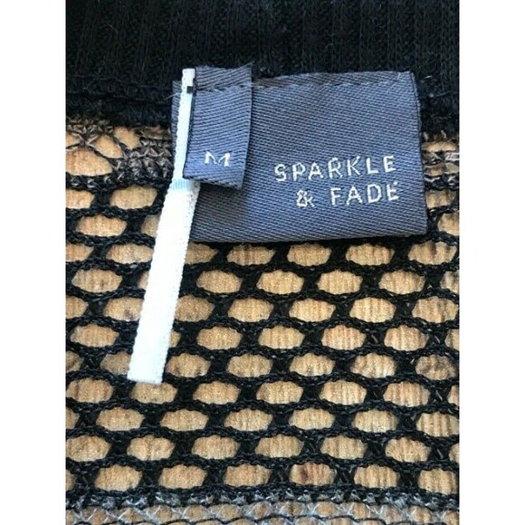 Sparkle & Fade Open Weave Cardigan Silver Black Open Front Medium Stripes - Picture 6 of 7